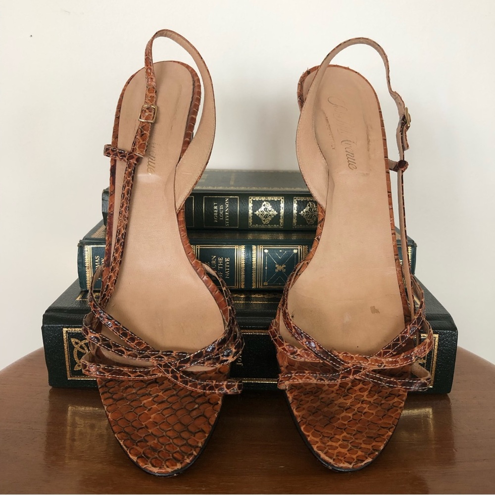 Saks Fifth Avenue Brown Strappy Kitten Heels (Size 9.5 Narrow)